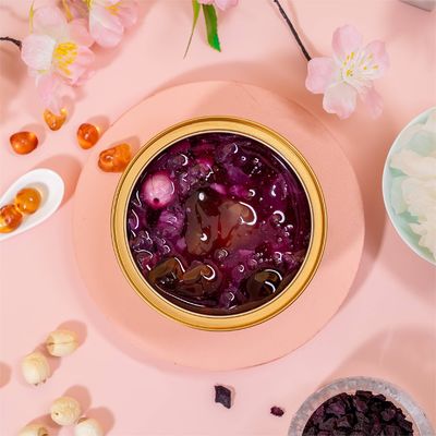 Хорошая цена Фиолетовый сладкий картофель Персиковая жвачка Тремелла Суп Легкий десерт 168 г 228 г онлайн